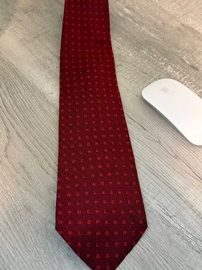 Men's Burgundy Patterned Silk Tie - Longchamp